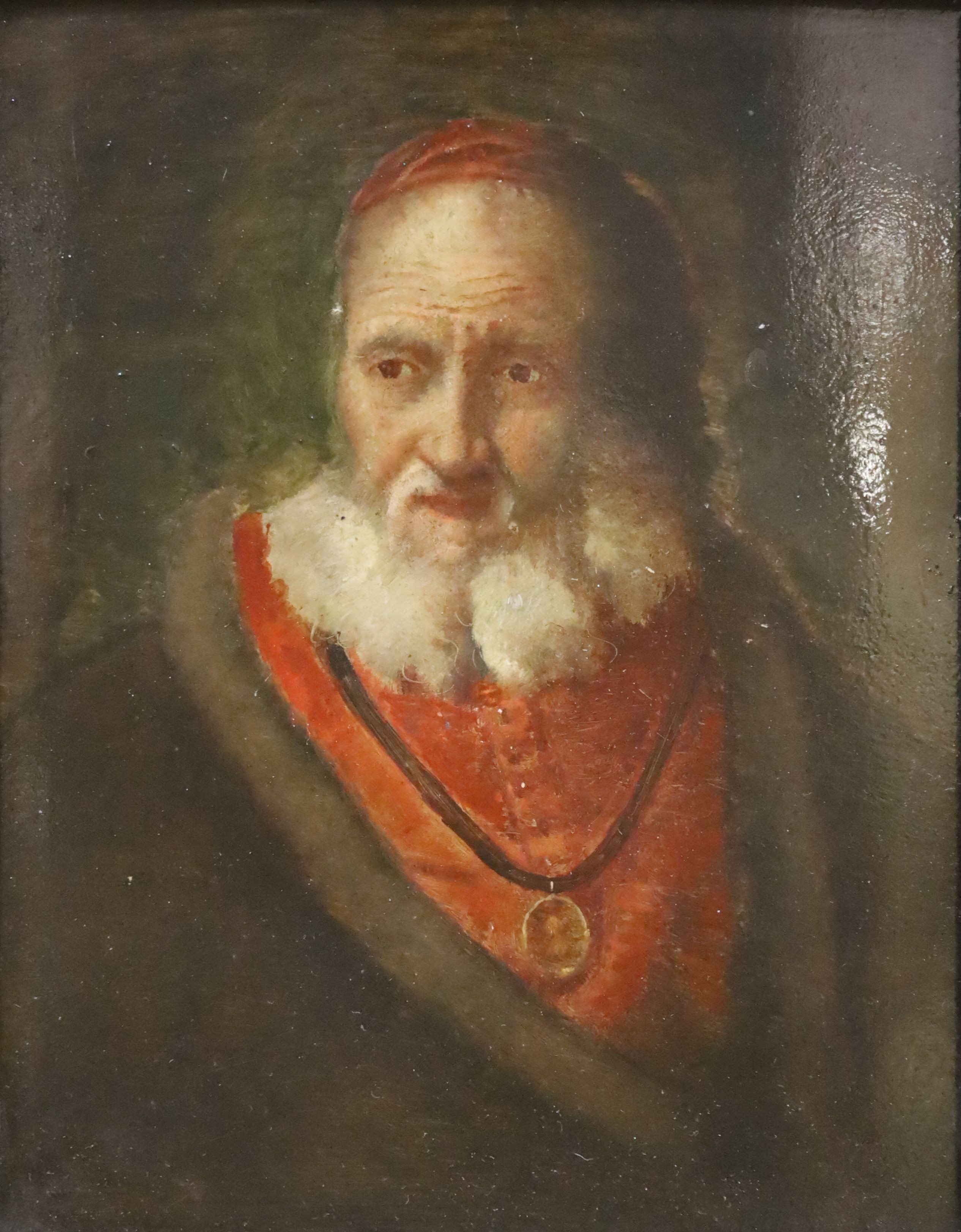 19th century Continental School, oil on panel, Portrait of a 17th century gentleman, 25 x 20cm